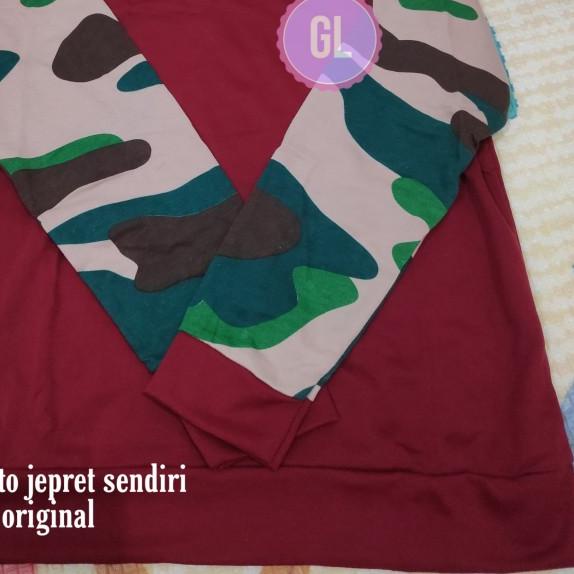 ☑ stelan training loreng/baju senam muslim/baju olahraga muslim/vr - M - L, MAROON ◊