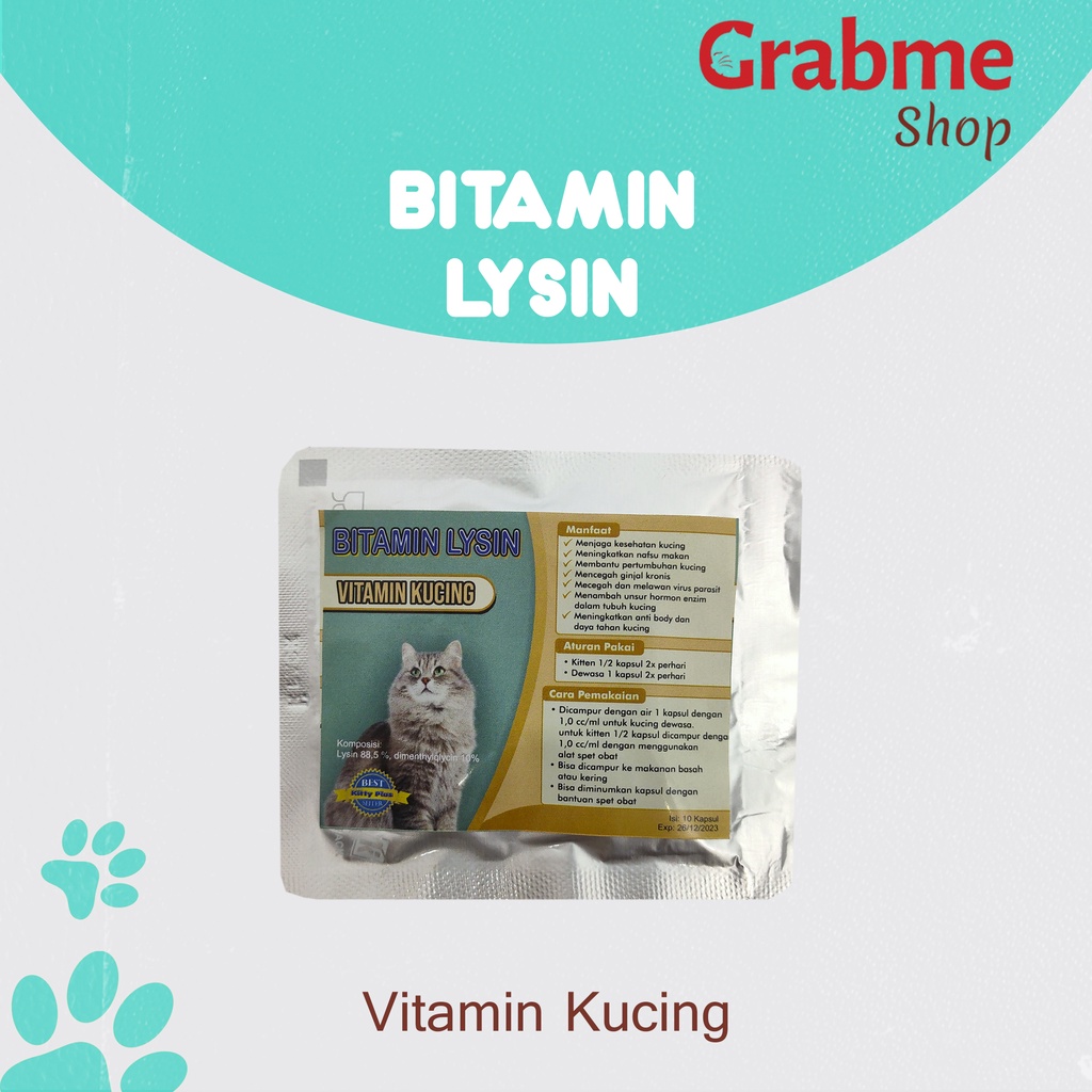 Vitamin Kucing BITAMIN LYSIN Sachet ISI 10 KAPSUL