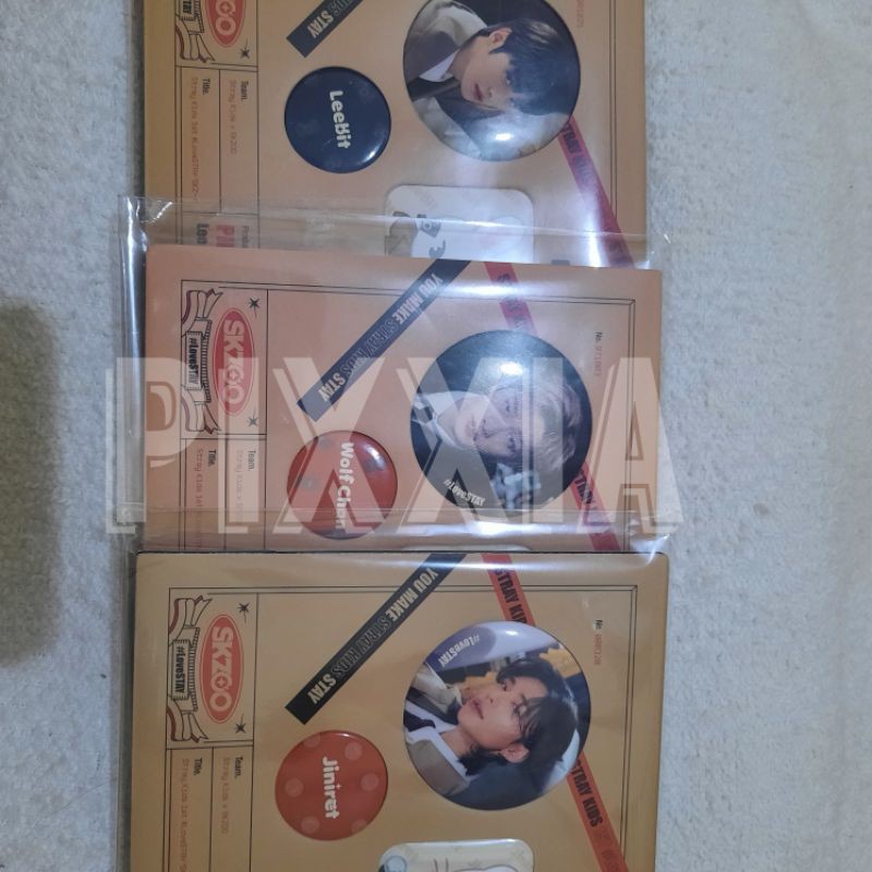 Stray Kids SKZOO Online Fanmeeting Pin Button Leebit Wolf Chan Jiniret