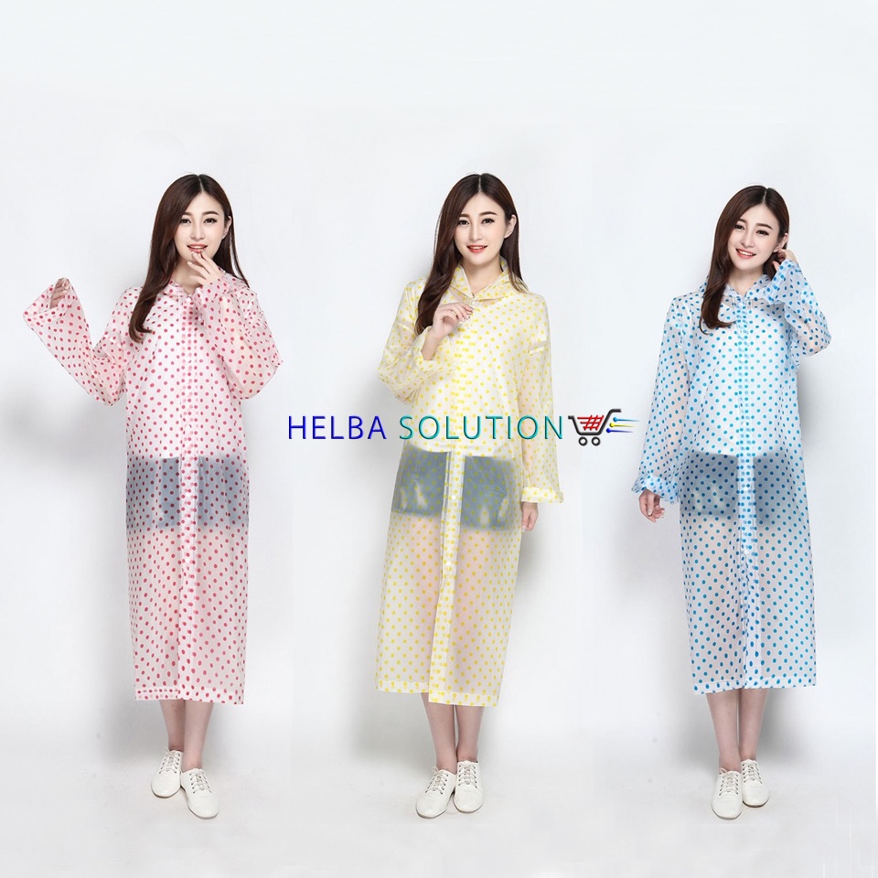 Jas Hujan Couple Ibu Anak Mantel Poncho Terusan Wanita Dewasa Anak Perempuan Motif Polkadot Mom Kid Raincoat