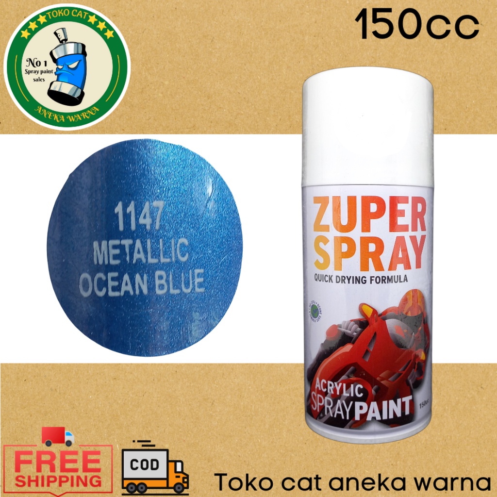 cat semprot 150cc metallic ocean blue metalik biru laut zuper spray produk dari rj london spray paint pilok pilox pylox