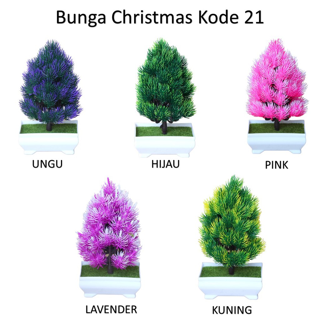 HC Pot Ornamen Christmas Bunga 21 Tanaman Hias Artificial Dekorasi Bunga Pot Bunga Plastik Import-1