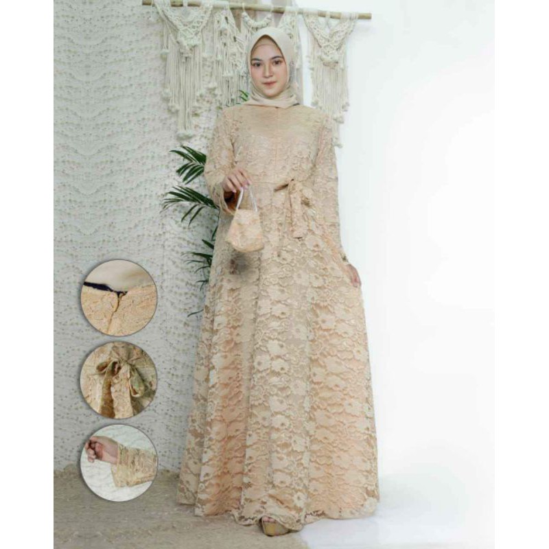 REAL PICT GAMIS BRUKAT /PRODUK ORIGINAL/GAMIS PESTA/DRESS KONDANGAN/BY ASSIFA