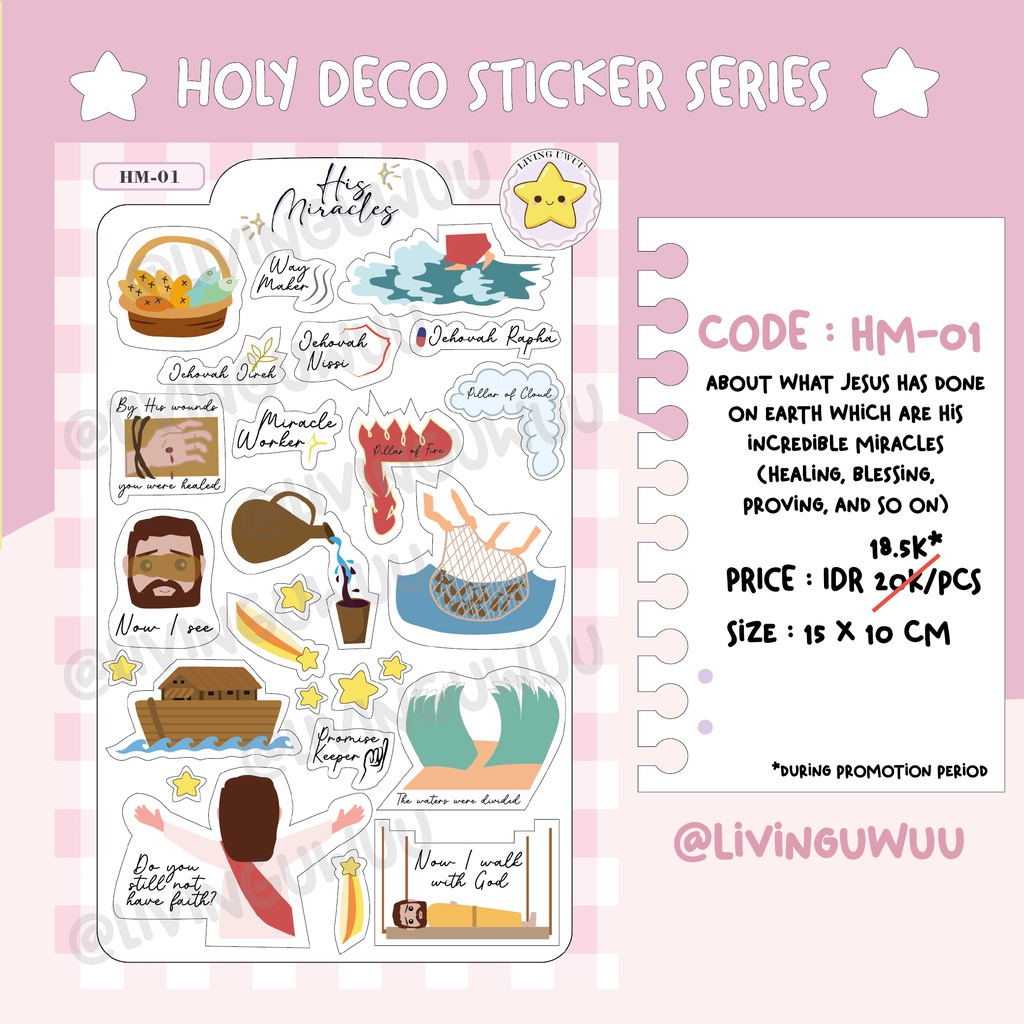 

Holy Deco Sticker Series Designed by LivingUwuu | His Miracles (HM-01)