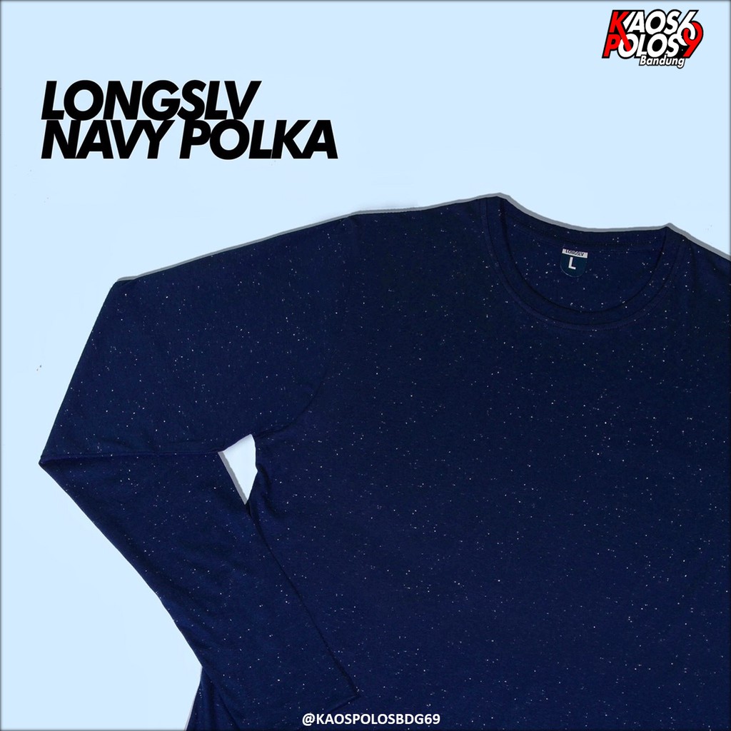 kaos polos panjang navy polka
