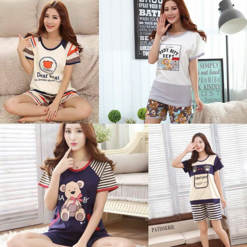 RULIF Piyama baju tidur wanita import kaos fashion