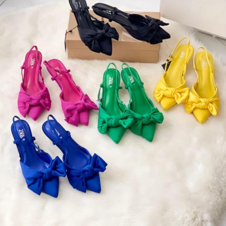 Recomended.. PROMO SALE Zara Shoes Heels 5 cm pita blue pink green black yellow sepatu sandal pesta 