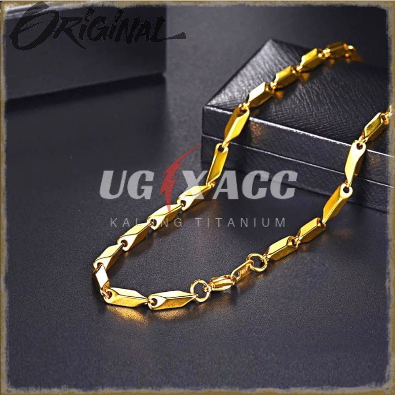 Kalung Pria Anti Karat Gold Titanium Wanita Emas Biji Padi Kalung Monel Anti Karat Pria Wanita Cowok
