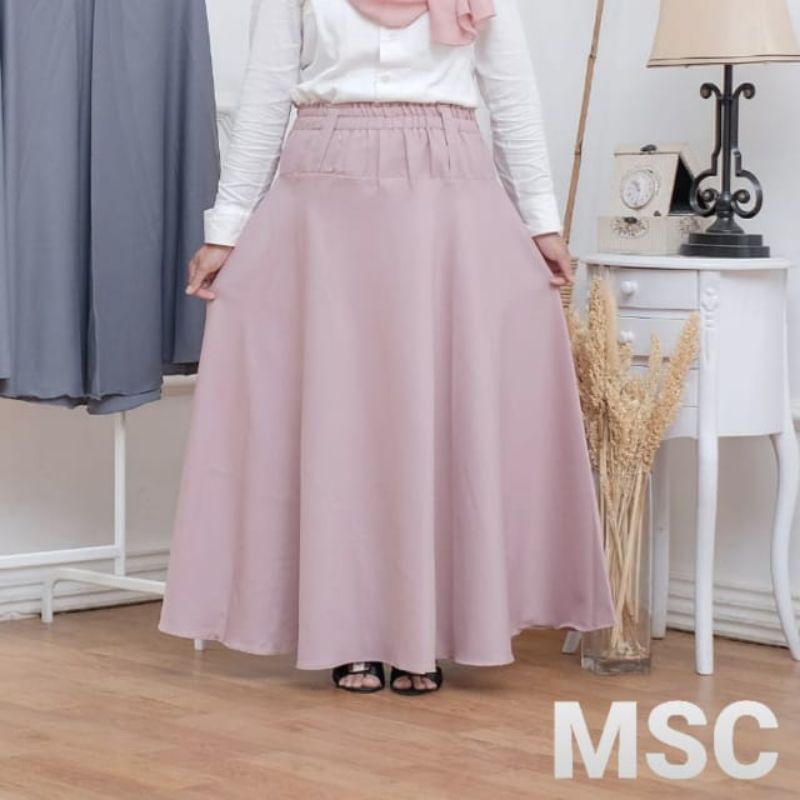 ROK PANJANG WANITA MODEL PAYUNG ROK POLOS BAHAN WOLFIS BAWAHAN MUSLIMAH ROK PLISKET PLISIR