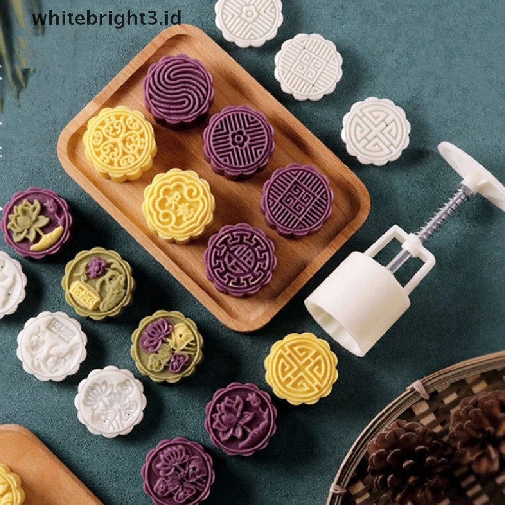 (whitebright3.id) 6pcs / set Cetakan Kue Bulan Bentuk Bunga