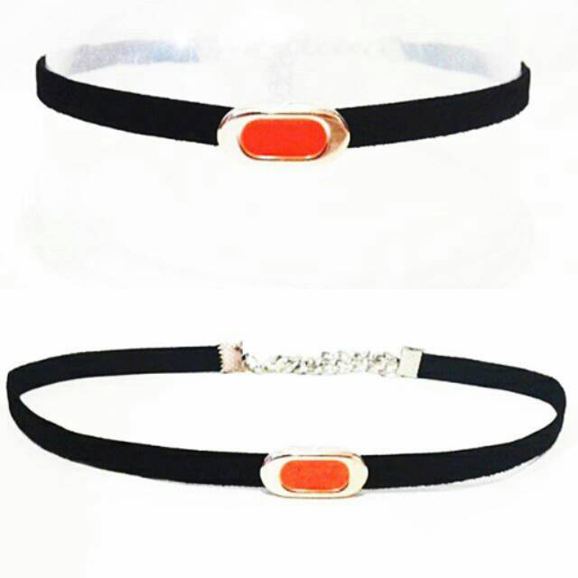 Orange Capsule Luxury Black Thin Velvet Choker Necklace | Kalung Handmade Premium Collection