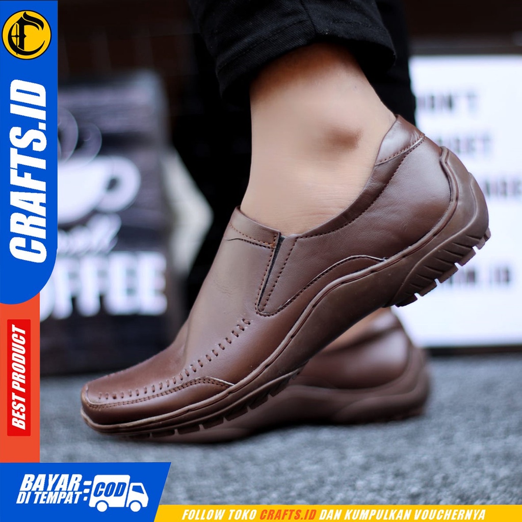 Crafts Gohan - Sepatu Kulit Casual Kerja Slip On Pria