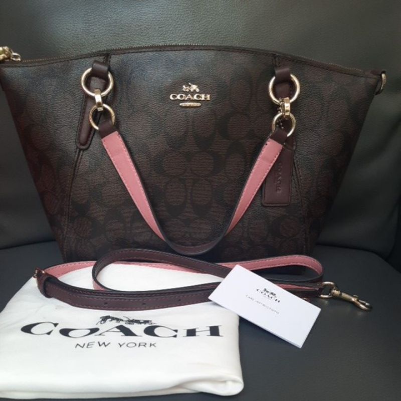 Preloved Coach Kelsey signature brown pink