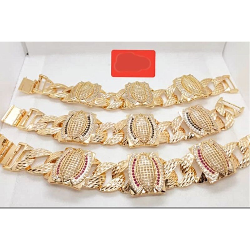 Gelang Xuping Lapis Emas 24K Rantai Plat Super Mewah .