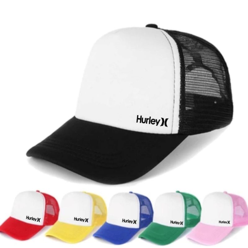 Topi trucker hat jaring premium custom hurley logo