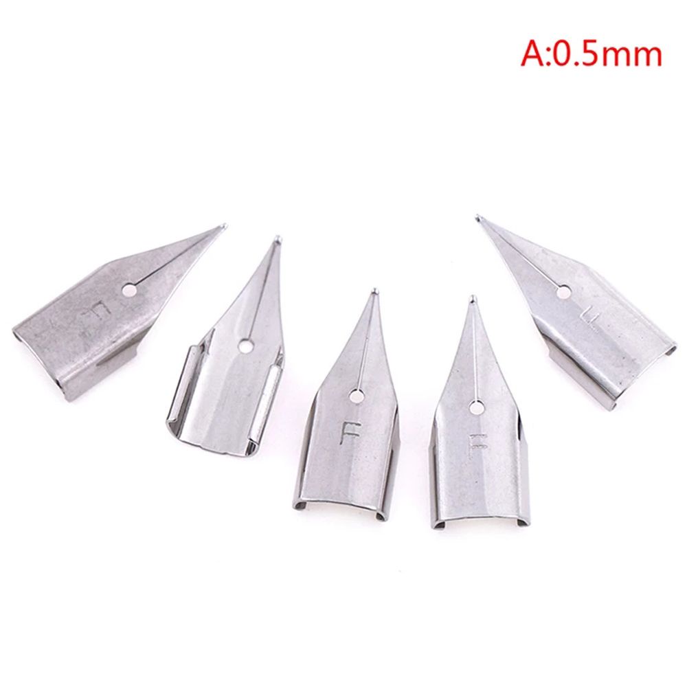 Lanfy 5pcs / Set Pena Fountain Pen Bahan Stainless Steel Ukuran 0.38mm / 0.5mm Untuk Wing Sung Menulis