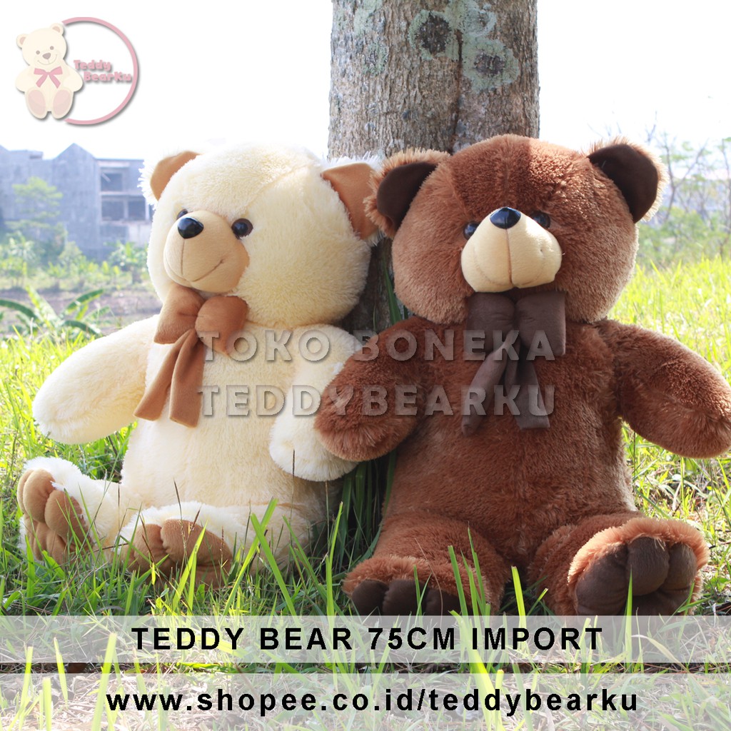 Boneka Teddy Bear XL 75CM Model Teddy Bear Import (Cream, Coklat)