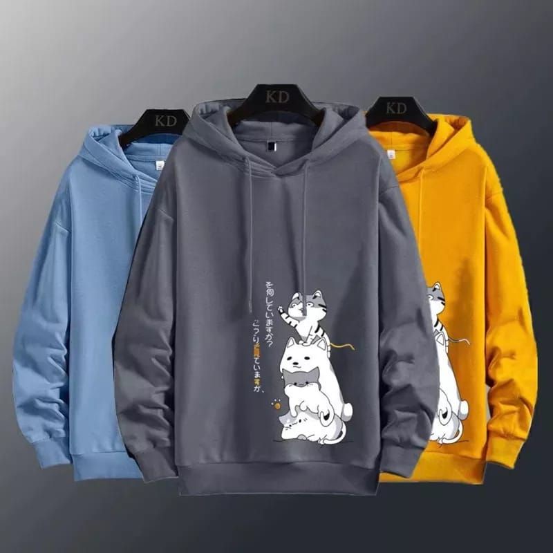 Jaket Sweater Hoodie Pria Wanita Sablon Kucing Jepang