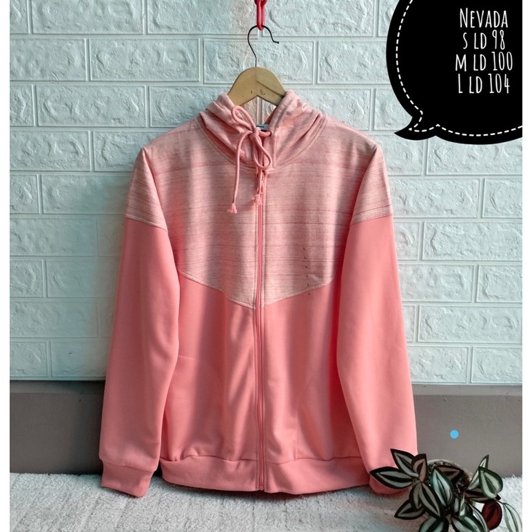 Atasan wanita jaket zipper depan nevada size s m l xl xxl ori matahari branded