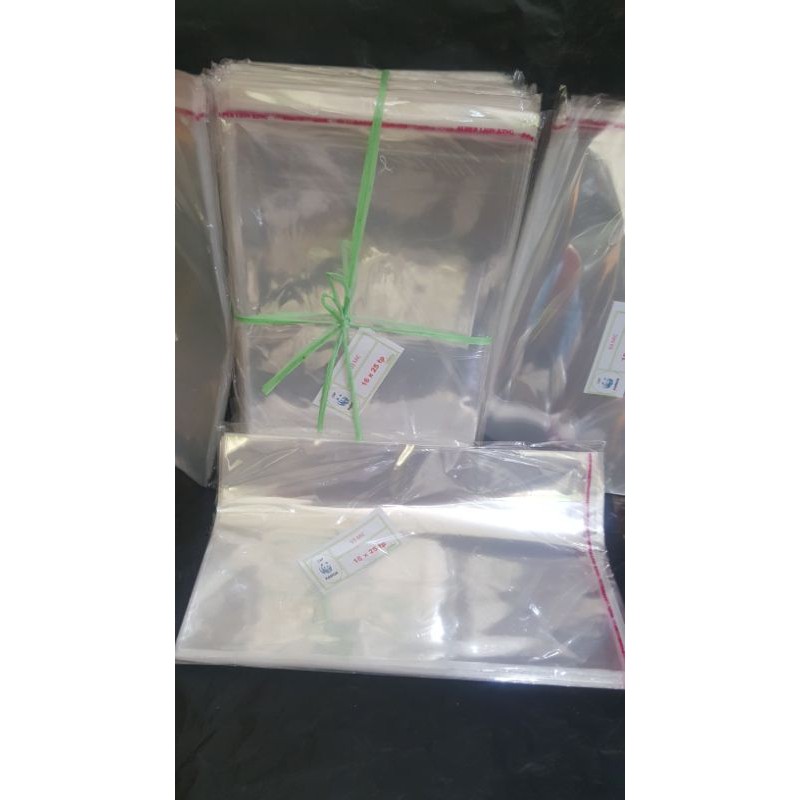 

plastik opp 16x25 tebal 30 mikron Rp 15000/100 lbr