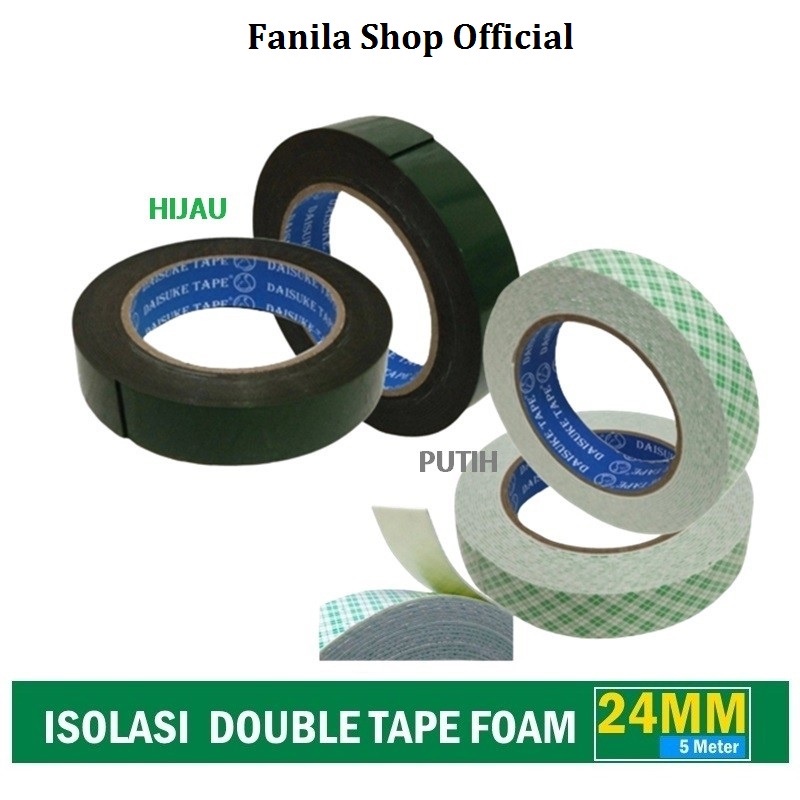 isolasi double tape foam SELOTIP BOLAK BALIK 24mm x 5 m