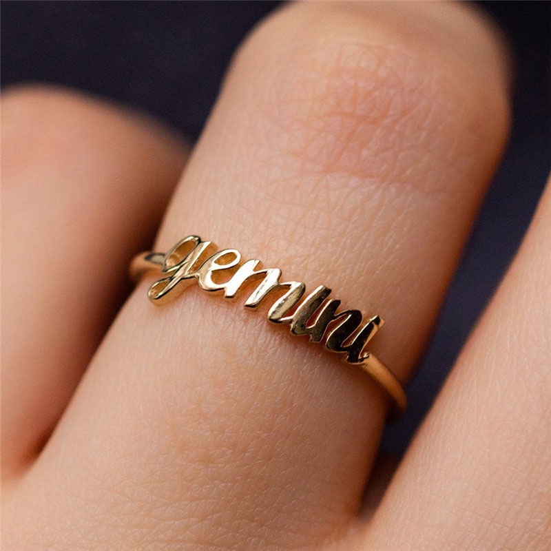 Desain Cincin Wanita 12 Konstelasi Emas/Cincin Sederhana Yang Dapat Disesuaikan