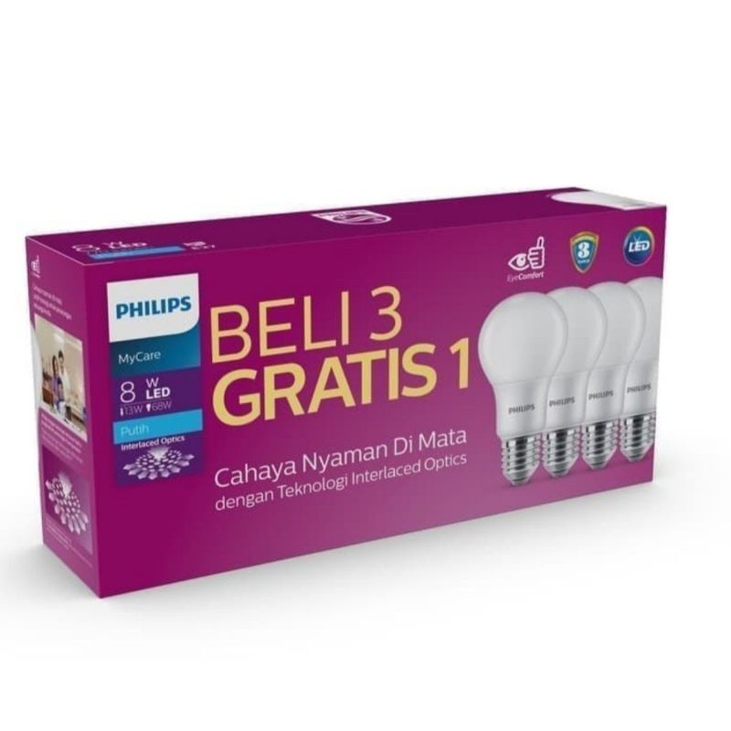 Philips Lampu Led MyCare MultiPack 5-7-8-10-12-14,5W (Beli 3 Gratis 1)