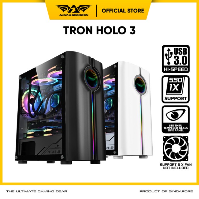 Casing PC Gaming Armaggeddon Tron Holo 3 Micro ATX | RGB Holographic