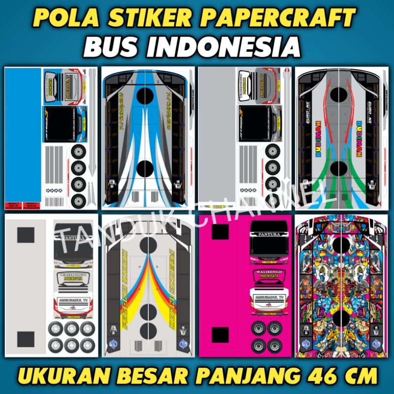 Pola Stiker Papercraft Bus Indonesia