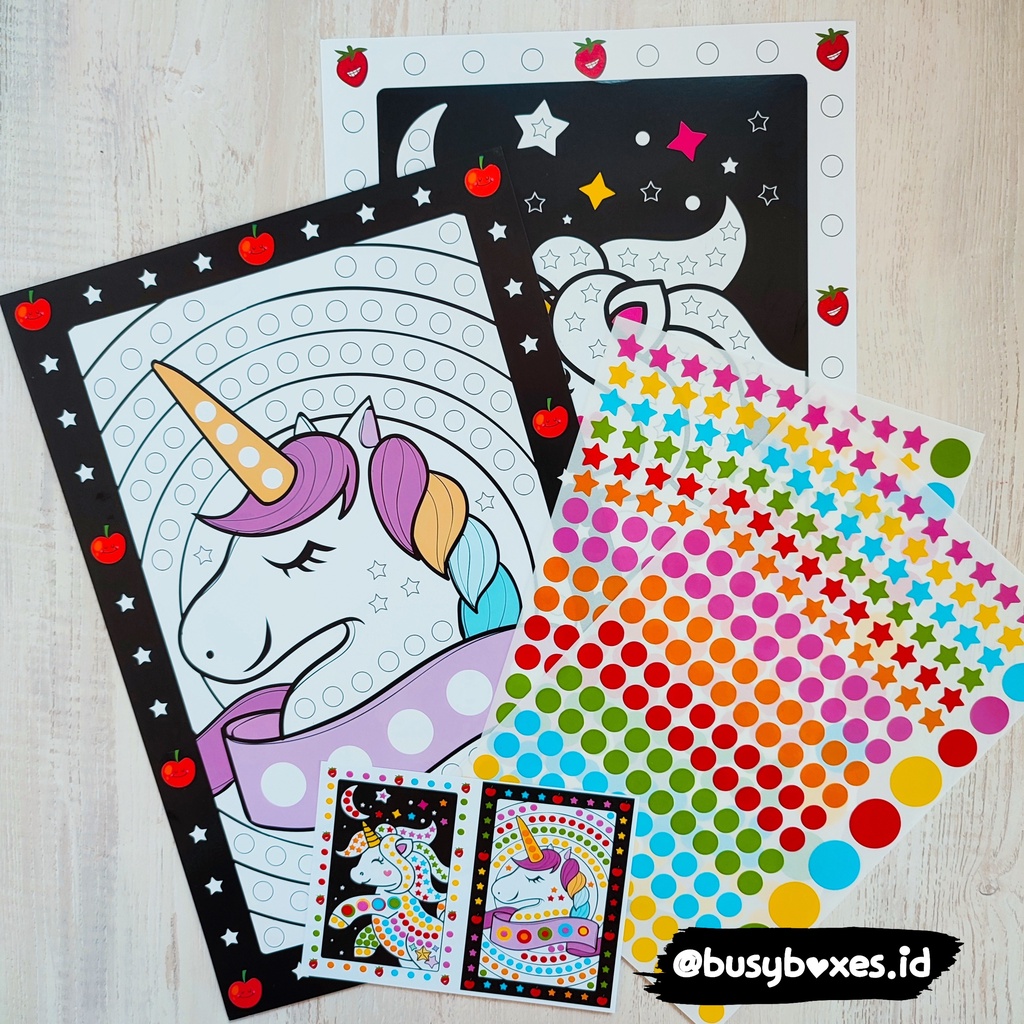 [busyboxes.id] Mainan Edukasi Aktivitas anak mainan montessori preschool Menempel Sticker seri unicorn