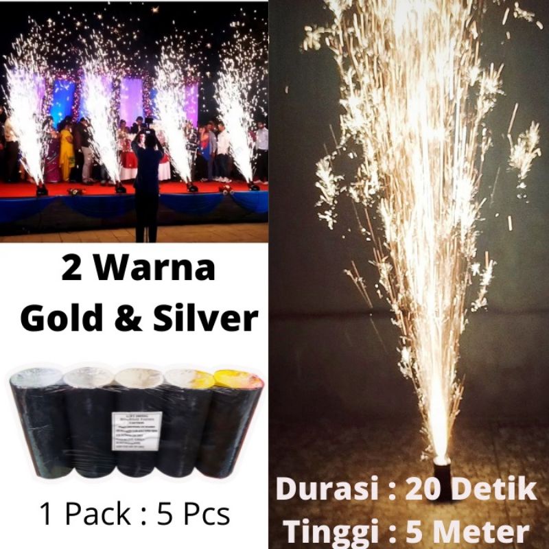 Air Mancur Panggung Elektrik Pyrotechnic 2Warna Silver Gold Durasi 20 Detik 5Meter