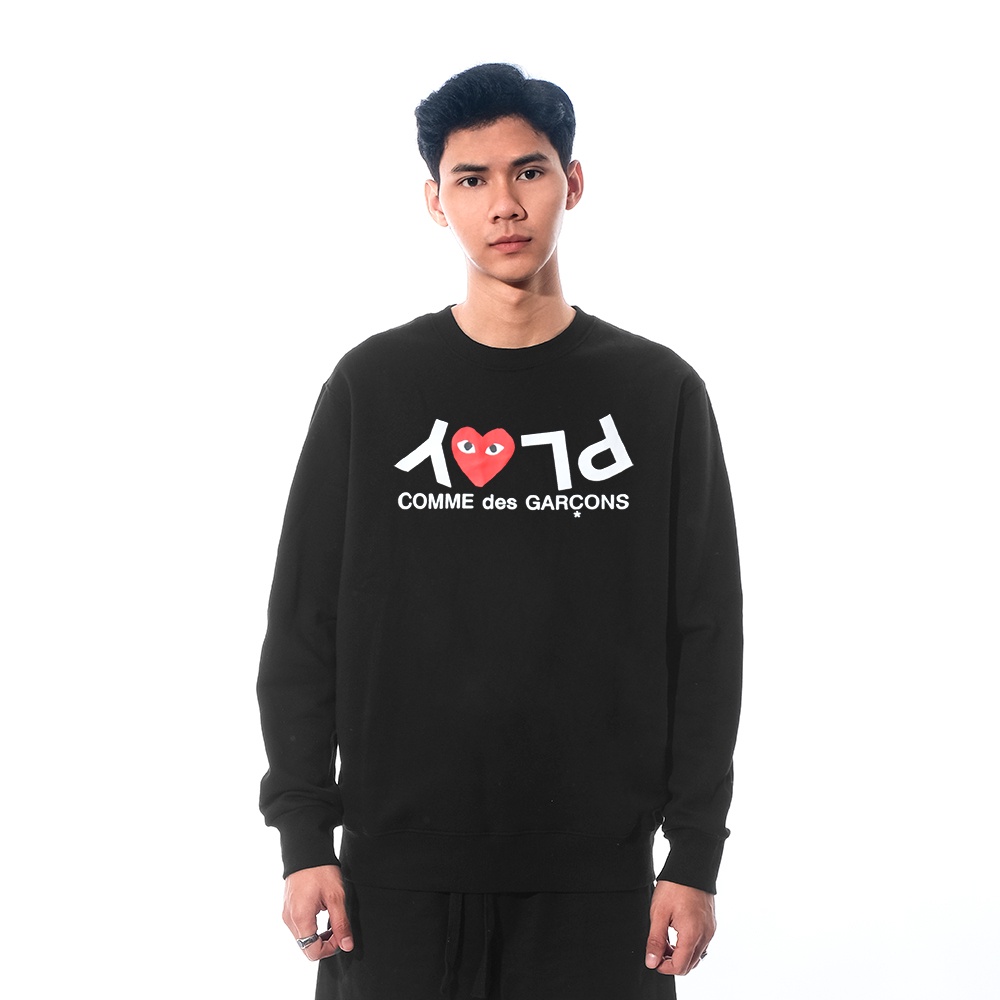 CDG Play Inverted Text Logo Sweatshirt Black