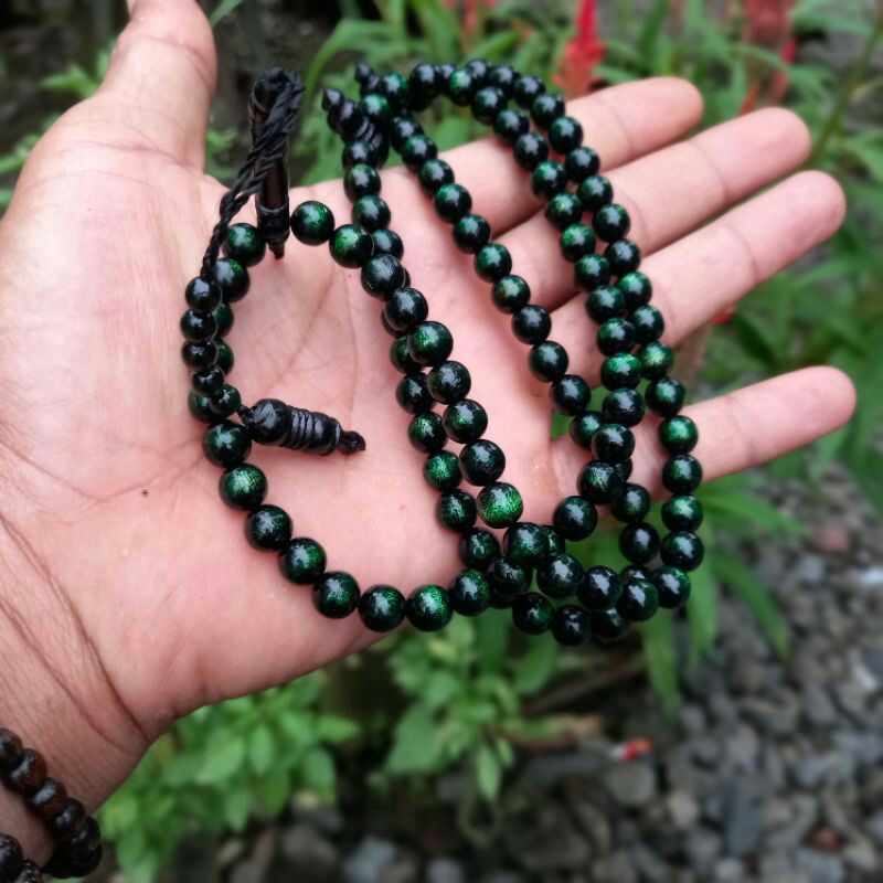 Tasbih tali arus warna 8mm tasbih tali arus hijau tasbih akar bahar asli
