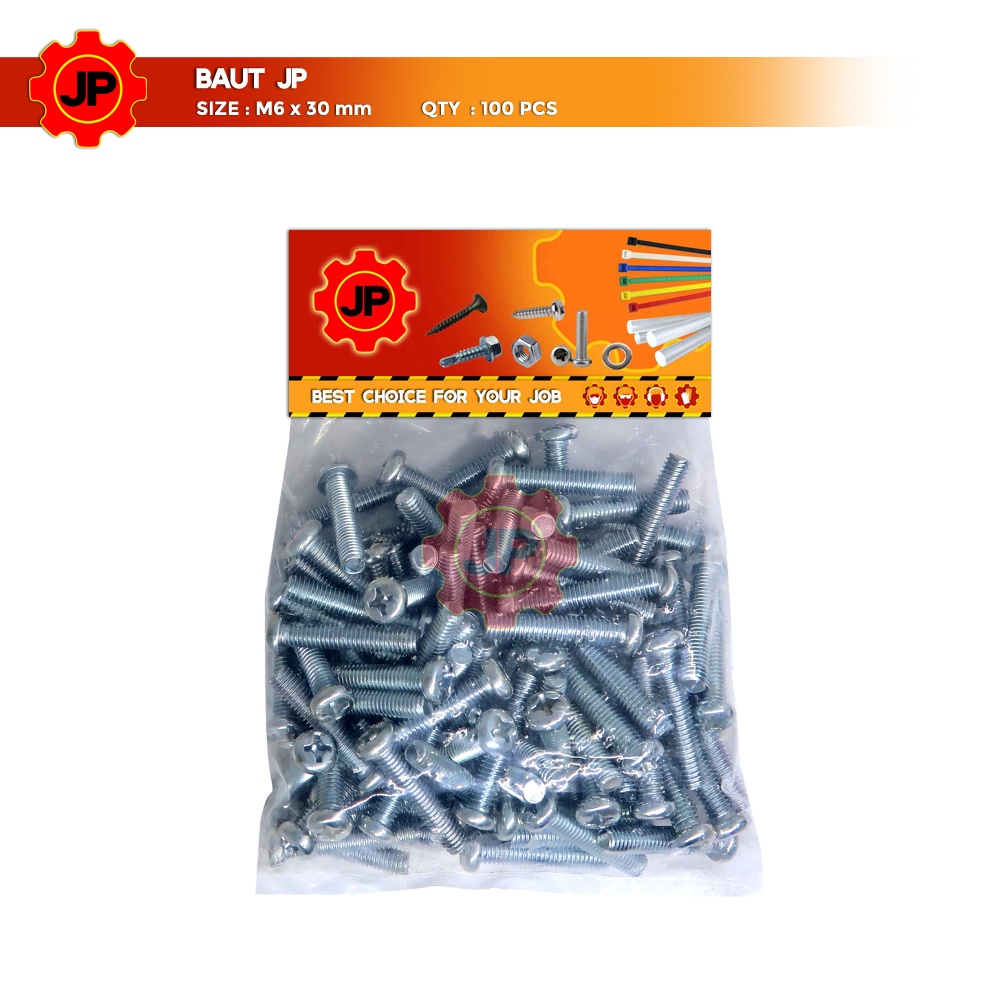 BAUT JP M 6 x 30 MM - SEKRUP SKRUP BAUT JP 6x30 M6 x 30 ISI 100 PCS