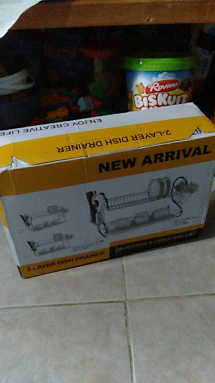 Rak Piring Stainless Minimalis Peralatan Dapur 2 Tingkat