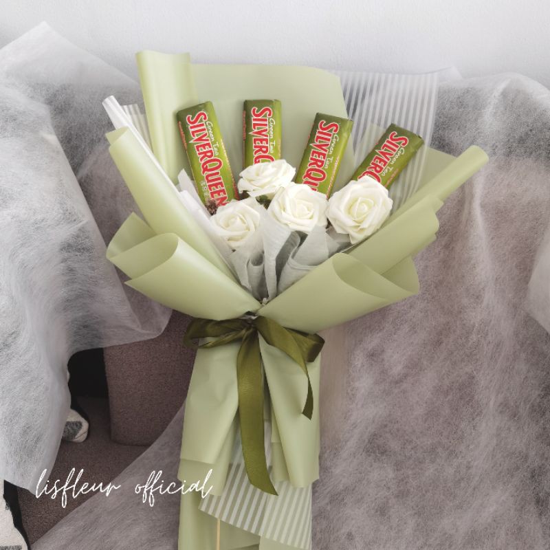 

buket coklat silverqueen Green tea