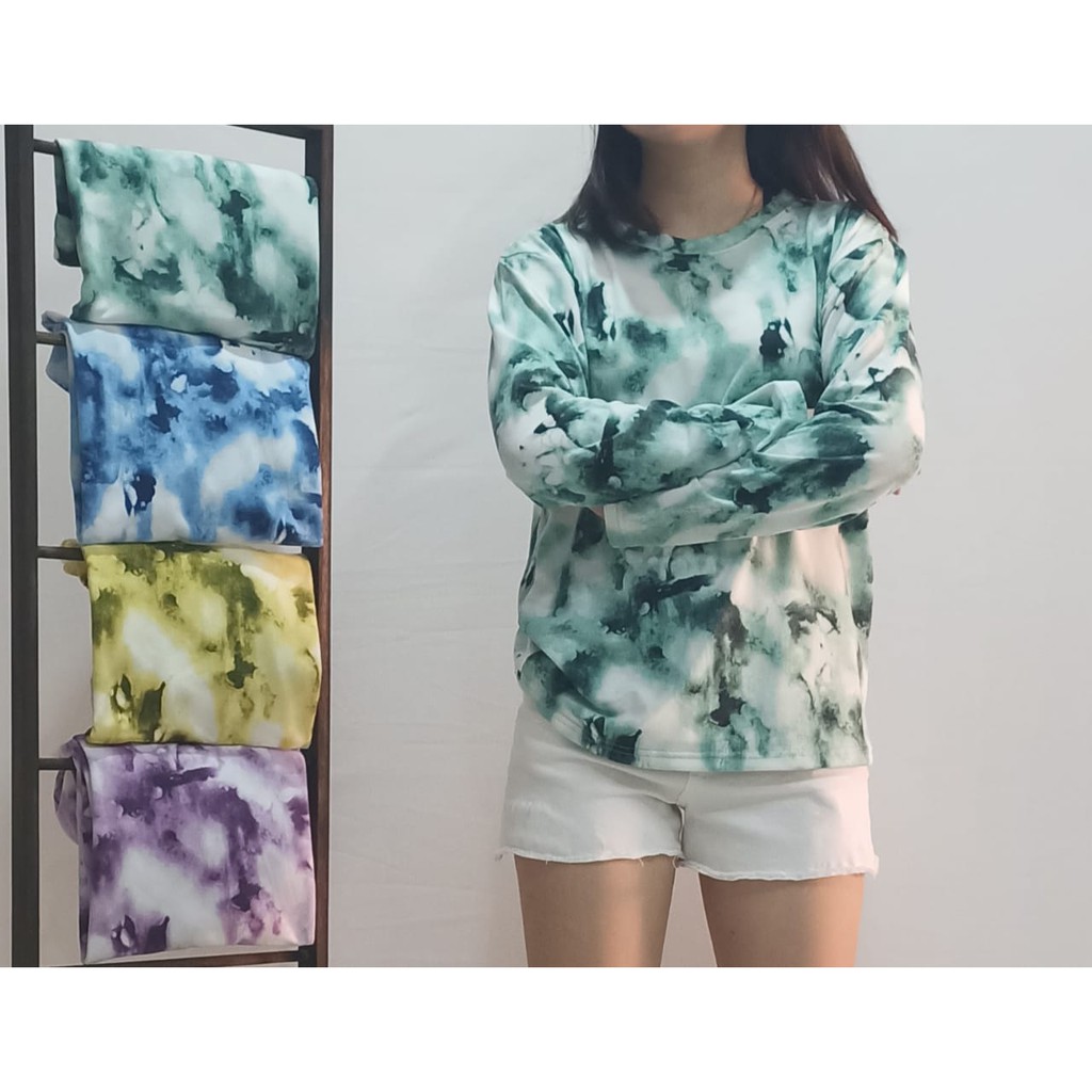 Rumah bude / kaos lengan panjang tie dye wanita / baju lengan panjang wanita / t-shirt tie dye