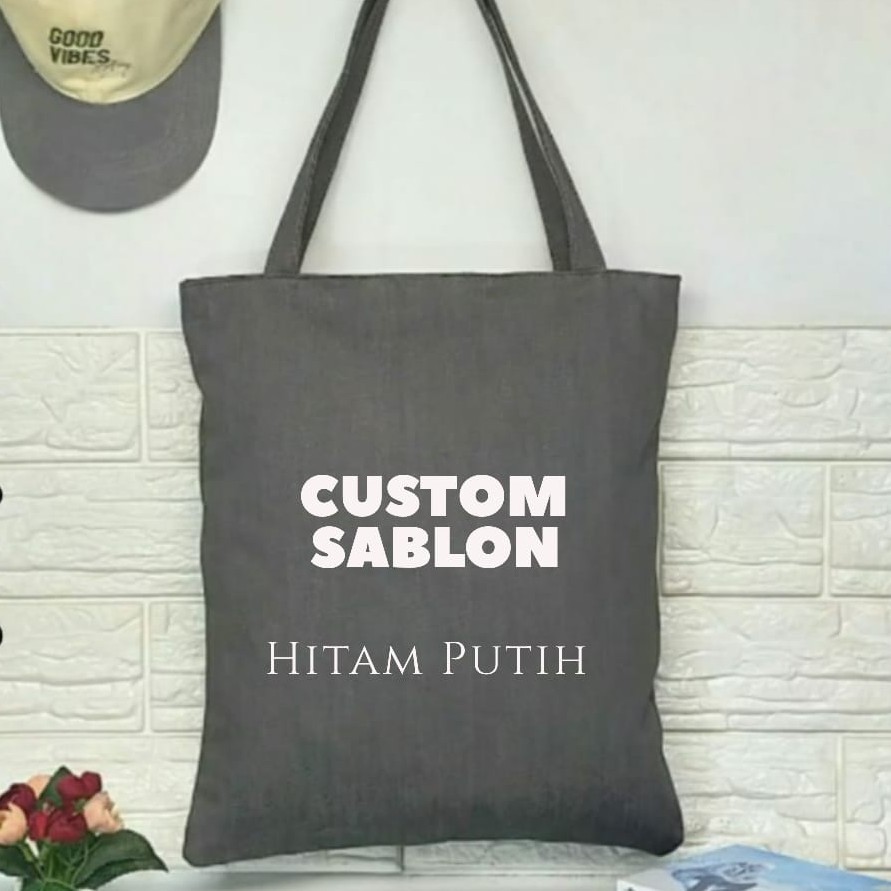 TOTE BAG WANITA TOTEBAG RESLETING KANVAS BISA CUSTOM POLOS dan SABLON TT 009