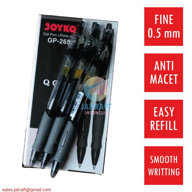 

Big Sale Pulpen Gel Pen Klik JOYKO GP-265 Q GEL (Hitam) 0.5 mm Setara Kenko K-1 Big Sale
