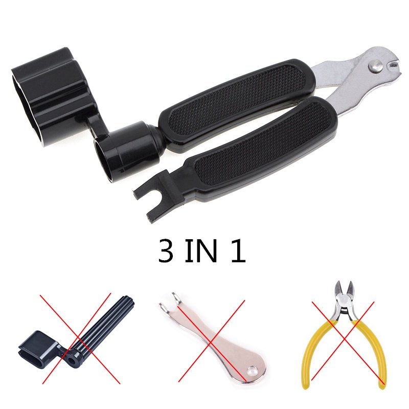 [ALAT REPARASI SENAR GITAR] String Winder 3 in 1 + Bridge Pins Puller + String Cutter - WLZ-24R - Black