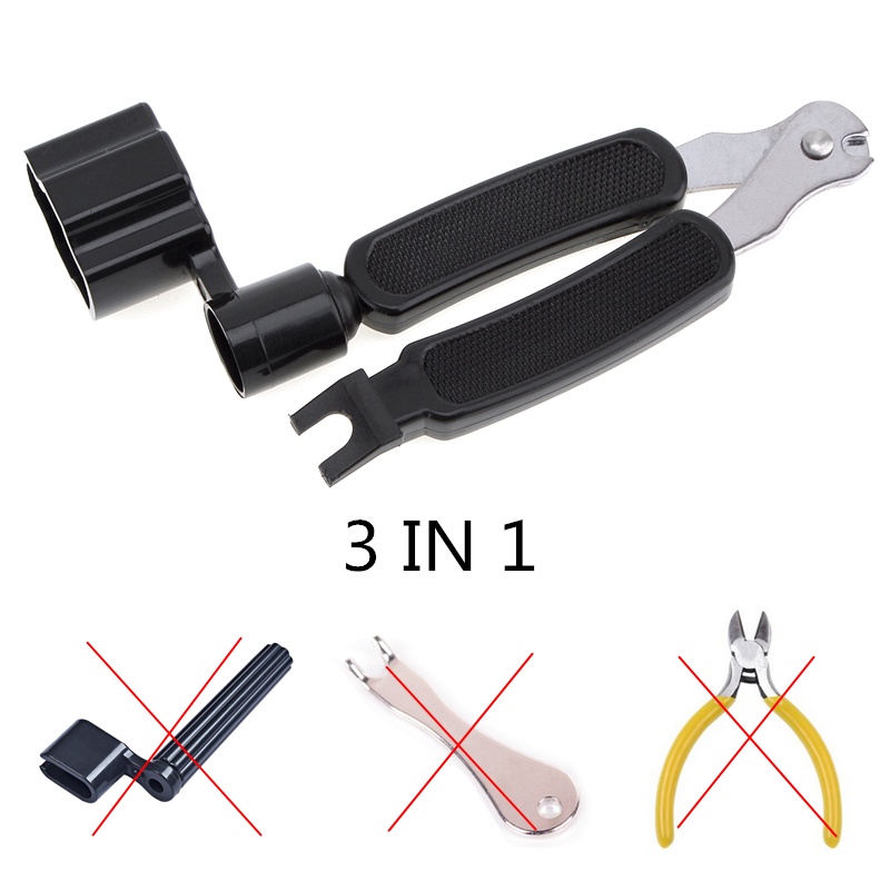 Guitar Tools 3 in 1 String Winder + Bridge Pins Puller + String Cutter - WLZ-24R - Black