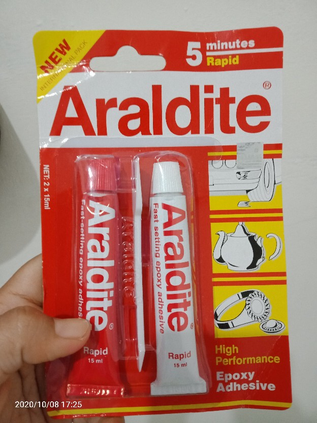 Lem Epoxy Besi Araldite Rapid 5 Menit Merah