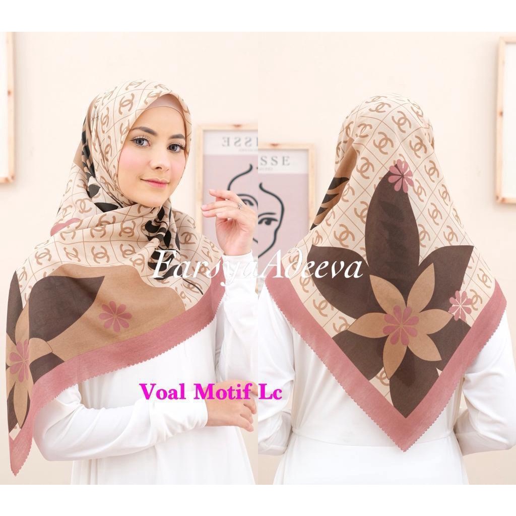 Kerudung segiempat motif terbaru segiempat motif deenay kw bahan voal grosir segiempat motif termurah Safa Hijab-KAMELIA COKSU