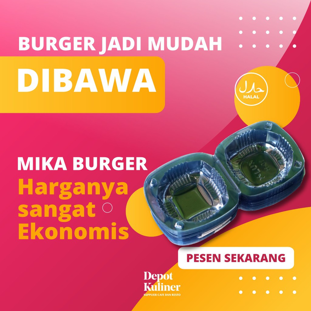 Mika Kemasan Burger Plastik Isi 50 Pcs