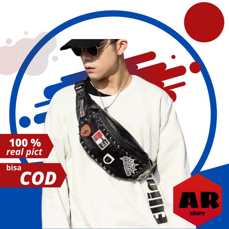 Tas Slempang Selempang Pria Cowok Kulit Terbaru /Tas Waist Weist Bag Pria Cowok Keren