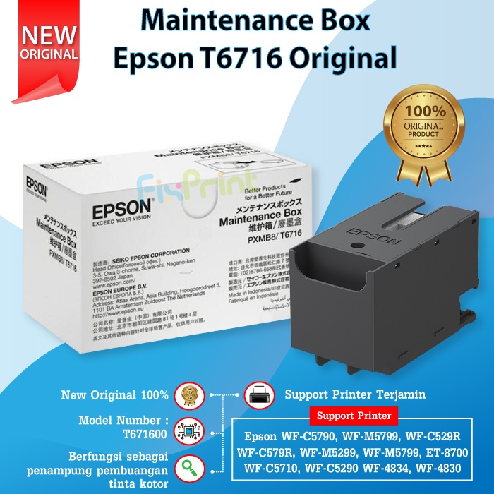 Maintenance Box Epson T6716 T671600 Reset Waste Tank Printer WF-C5790