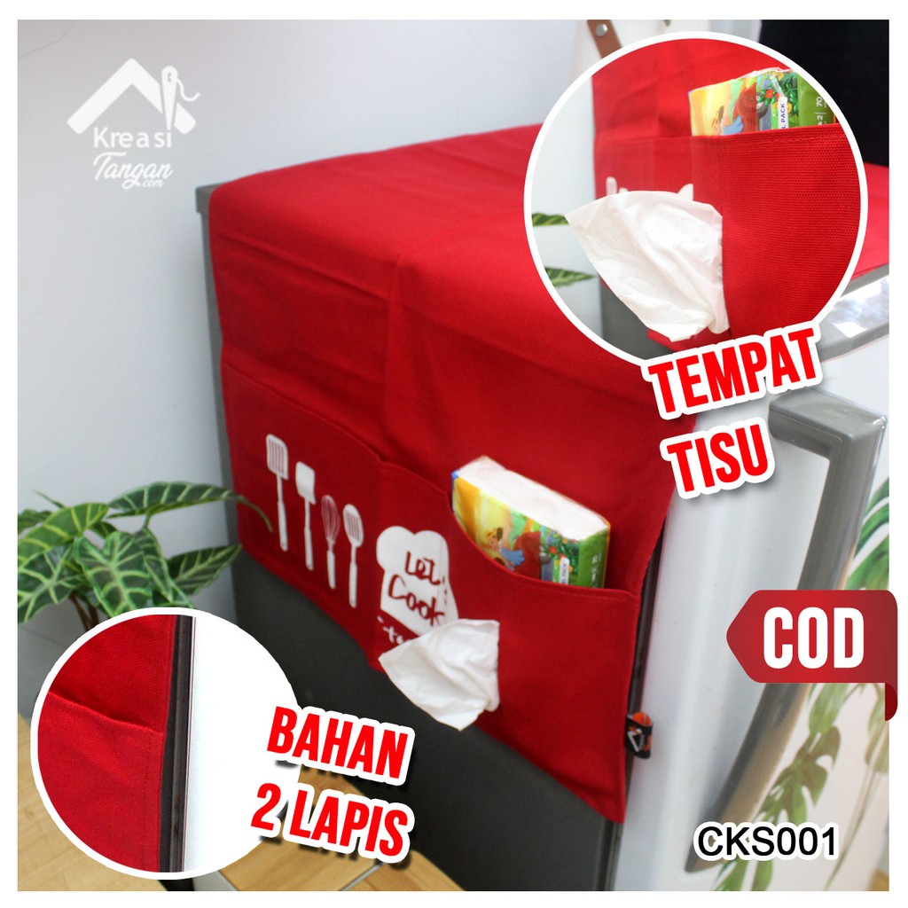 COVER KULKAS SARUNG KULKAS POLOS WARNA MERAH-CKS001