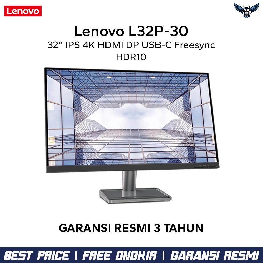 Monitor LED Lenovo L32P-30 32&quot; IPS 4K HDMI DP USB-C FreeSync HDR10 SPK L32 P