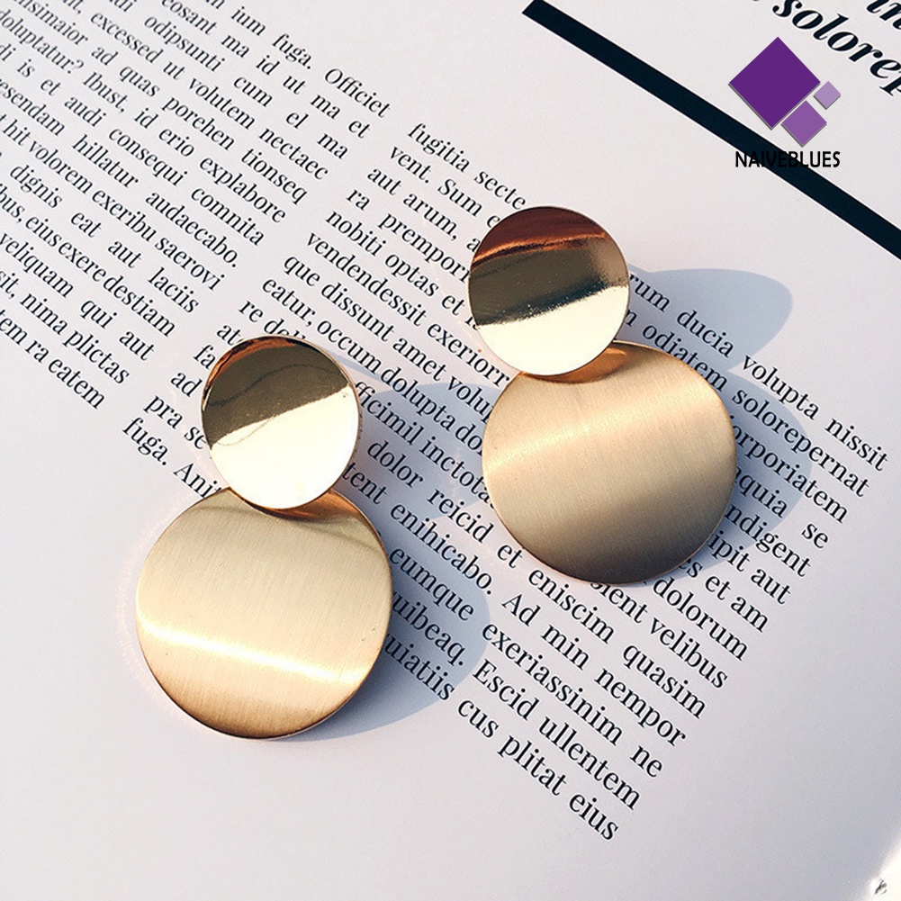 Anting Stud Matte Bentuk Disk Irregular Untuk Hadiah Ulang Tahun Wanita