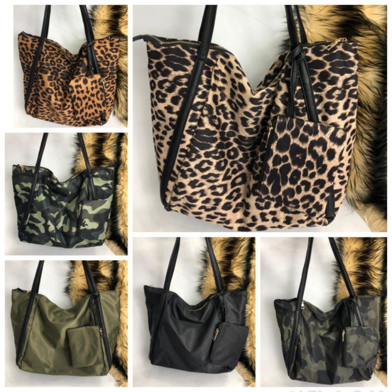 Fashion Tote  leopard  free  pouch